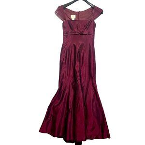 Vera Wang Burgundy Tafetta Satin Mermaid Long Dress Formal Gown Size 2 NWT